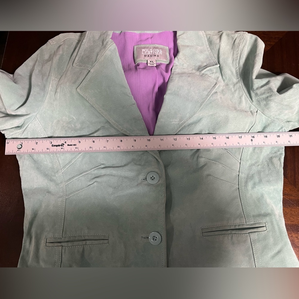 Vintage Y2K David Brooks Long Sleeve Button Front Turquoise Pig Suede Jacket XL - Picture 6 of 11